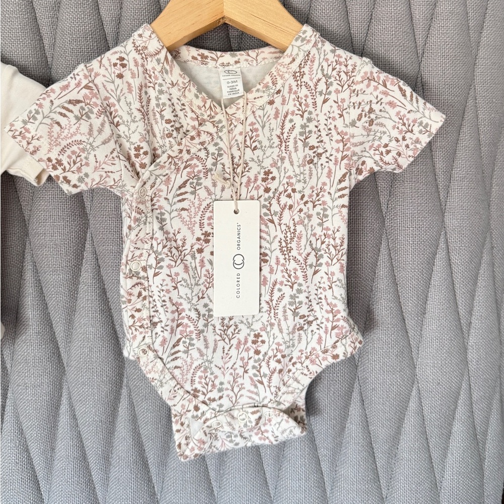 Colored Organics Kimono Wrap Style Onesie 0-3 Month
